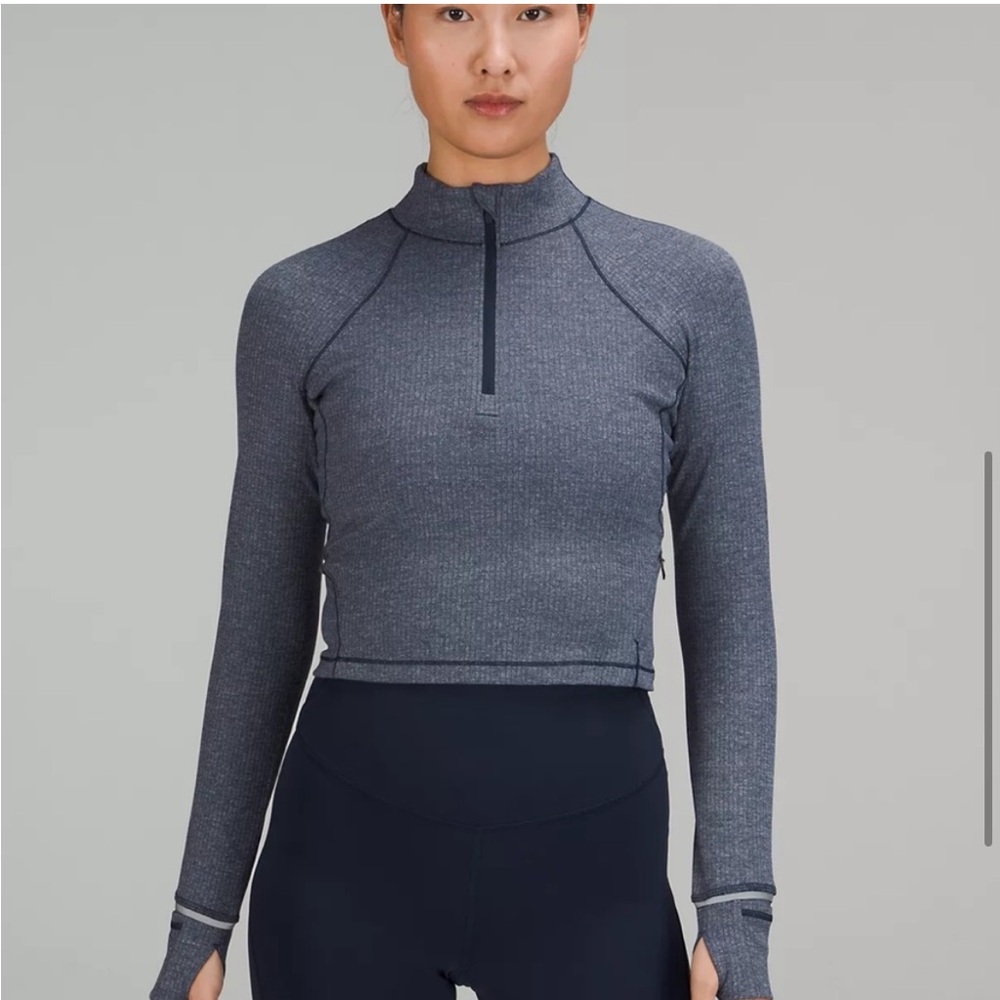 It’s Rulu Run Cropped Half-Zip Ribbed Shirt
